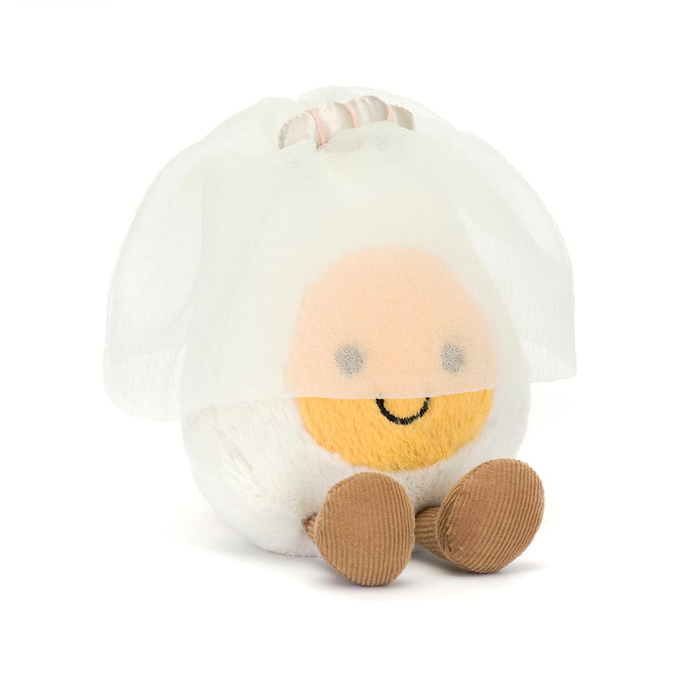 Jellycat Amuseables Boiled Egg Bride with veil, whimsical wedding keepsake