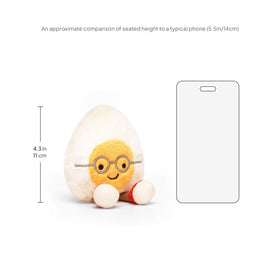 Jellycat Amuseables Boiled Egg Geek in cream and yellow fur for warm hugs