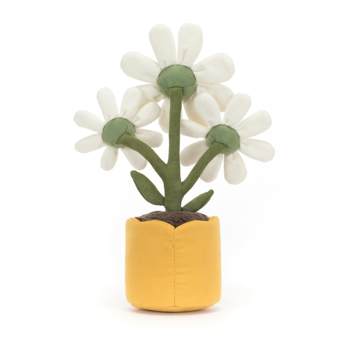 Jellycat Amuseables Daisy green stem and blooms add playful charm to rooms.