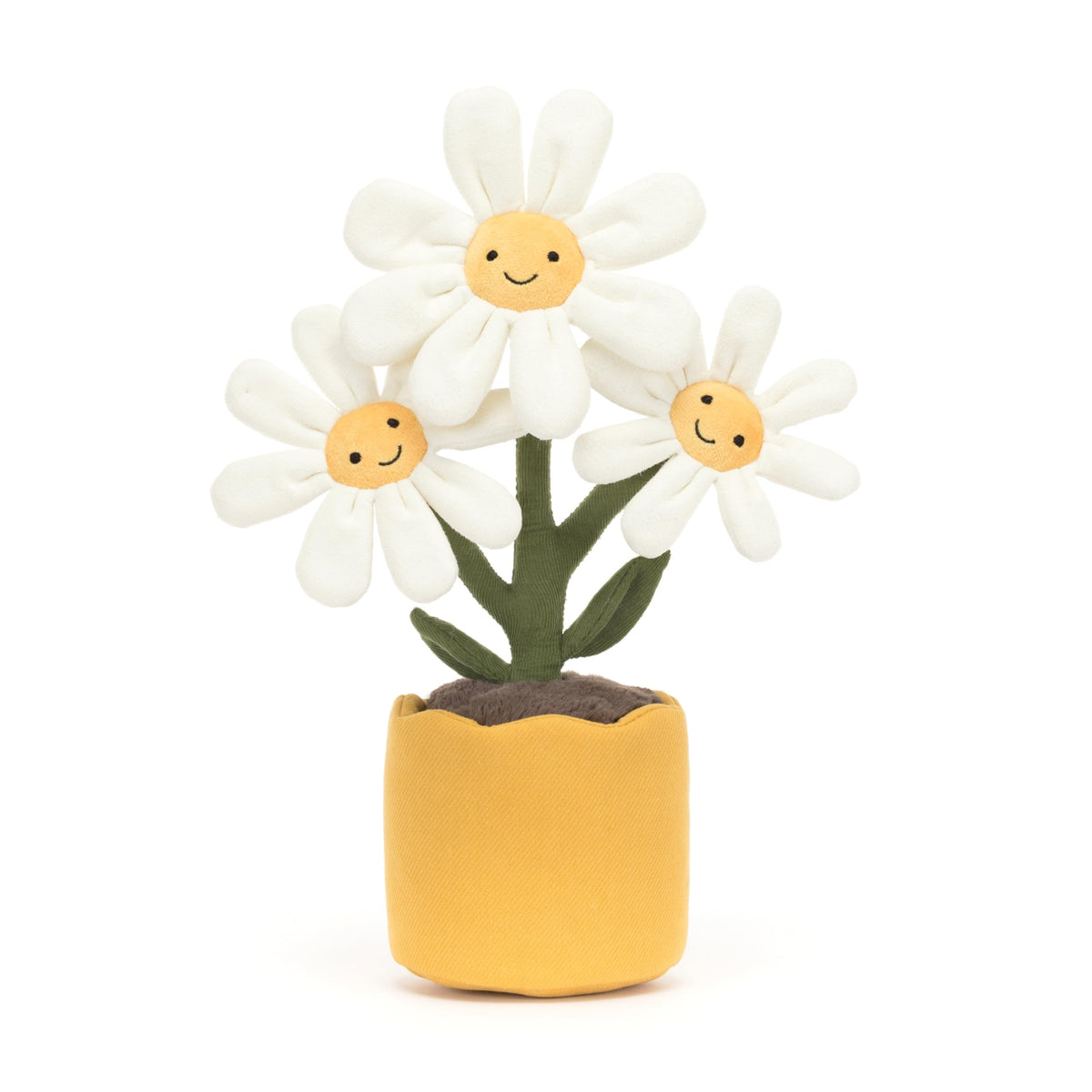 Jellycat Amuseables Daisy Pot soft plush fabric feels gentle on skin.