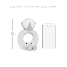 8-inch Jellycat Amuseables Diamond Ring scale for shelves or bedside decor.