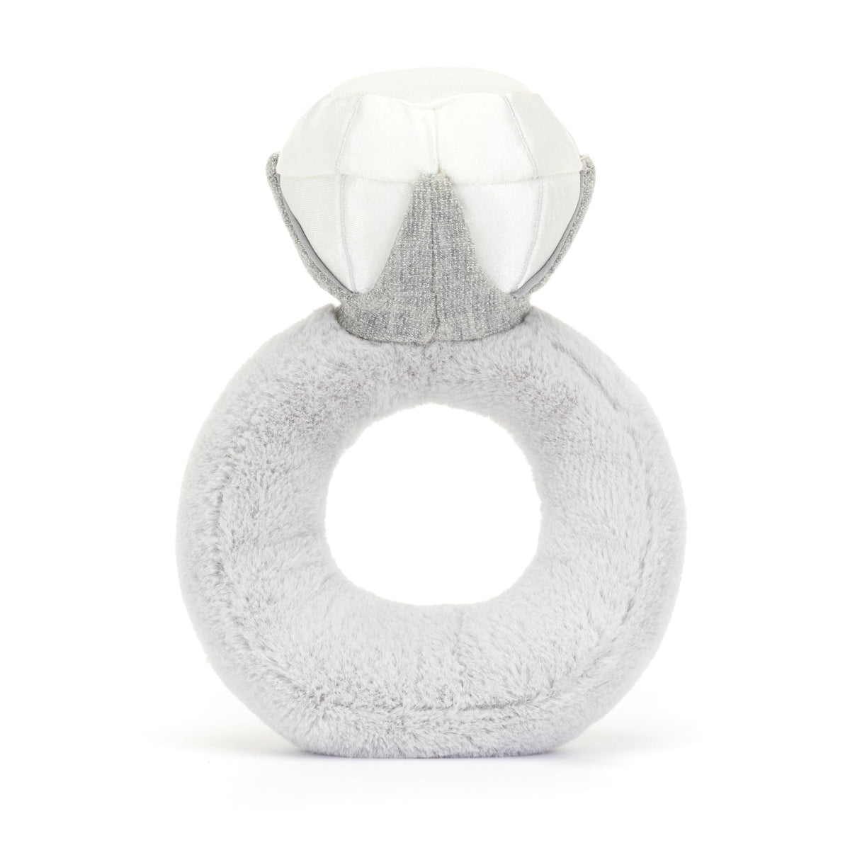 Jellycat Amuseables Diamond Ring showing velvet silver fur and soft textures for everyday play.