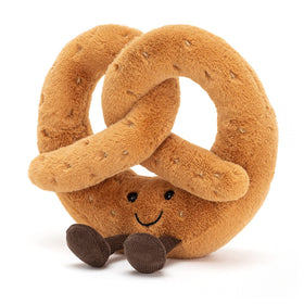 Jellycat Amuseables Pretzel front view with salted sprinkles for playful gifting