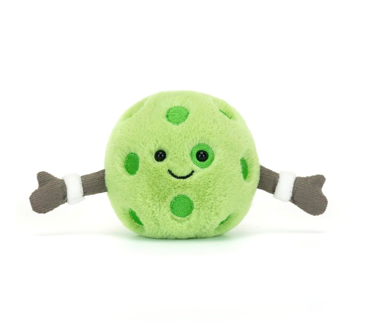 Jellycat Amuseables Sports Pickleball hard eye detail, adds character for collectors.