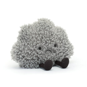 Jellycat Amuseables Storm Cloud closeup shows soft fleece texture for cozy hugs.