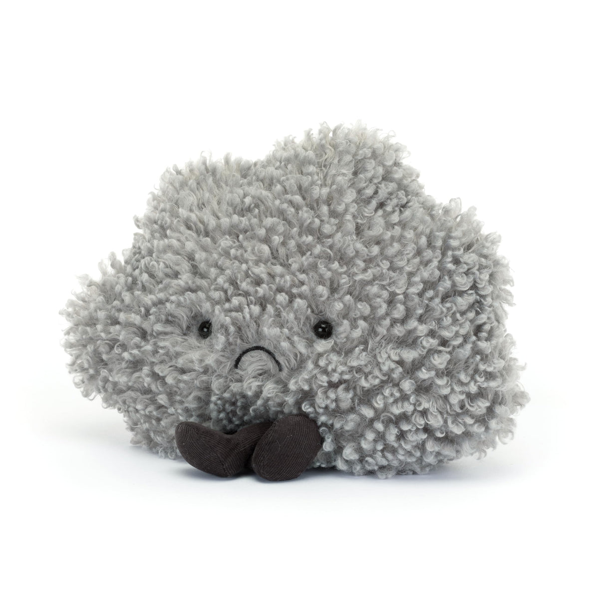 Jellycat Amuseables Storm Cloud full sitting view displays its compact size.