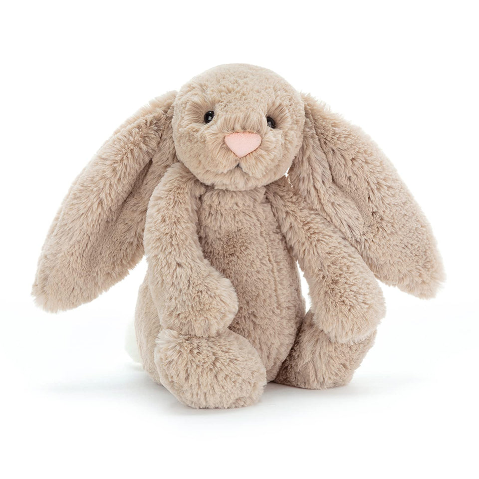Jellycat Bashful Beige Bunny 12in plush with velvet-soft fur for cuddling