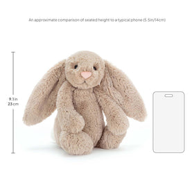 Jellycat Bashful Beige Bunny face close-up showing a sweet expression