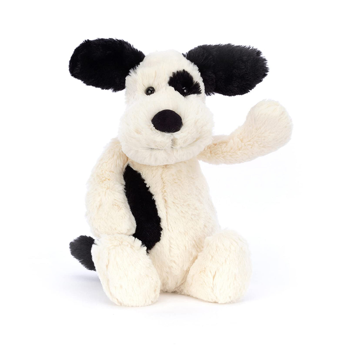 Jellycat Bashful Black & Cream Puppy close-up ears highlight premium craft