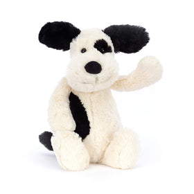 Jellycat Bashful Black & Cream Puppy close-up ears highlight premium craft