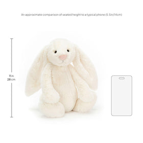 Jellycat Bashful Cream Bunny 14-inch size, hug-friendly companion.