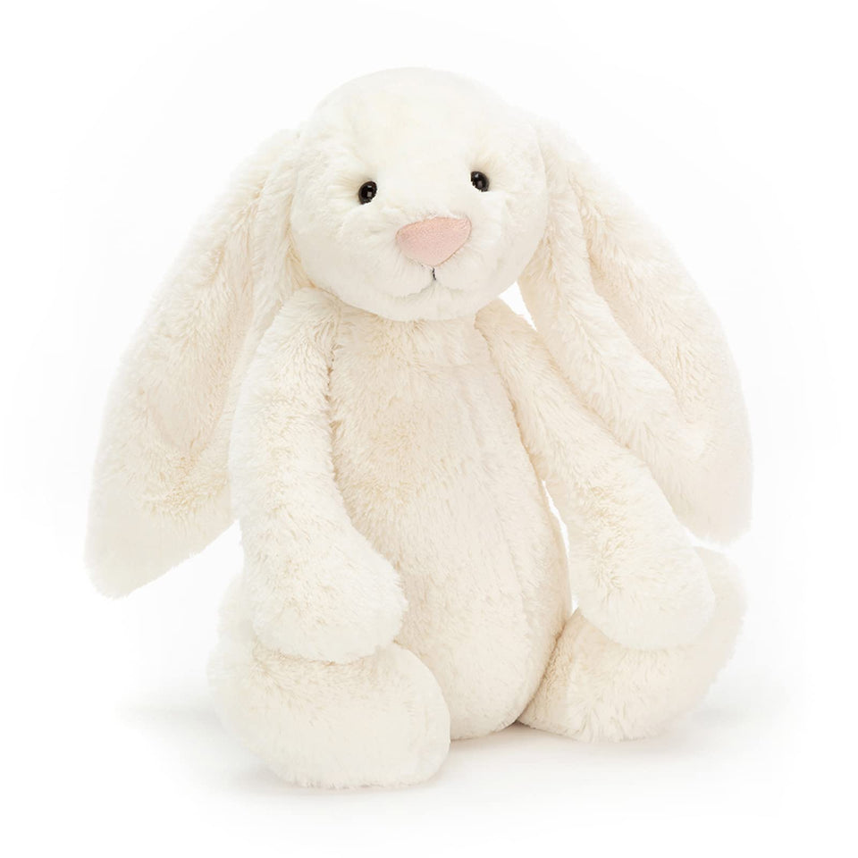 Jellycat Bashful Cream Bunny side view, perfect for cozy cuddles.