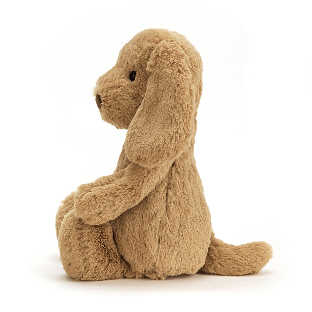 Jellycat Bashful Toffee Puppy dimensions, 12 inches long, ideal gift for read-aloud storytelling.