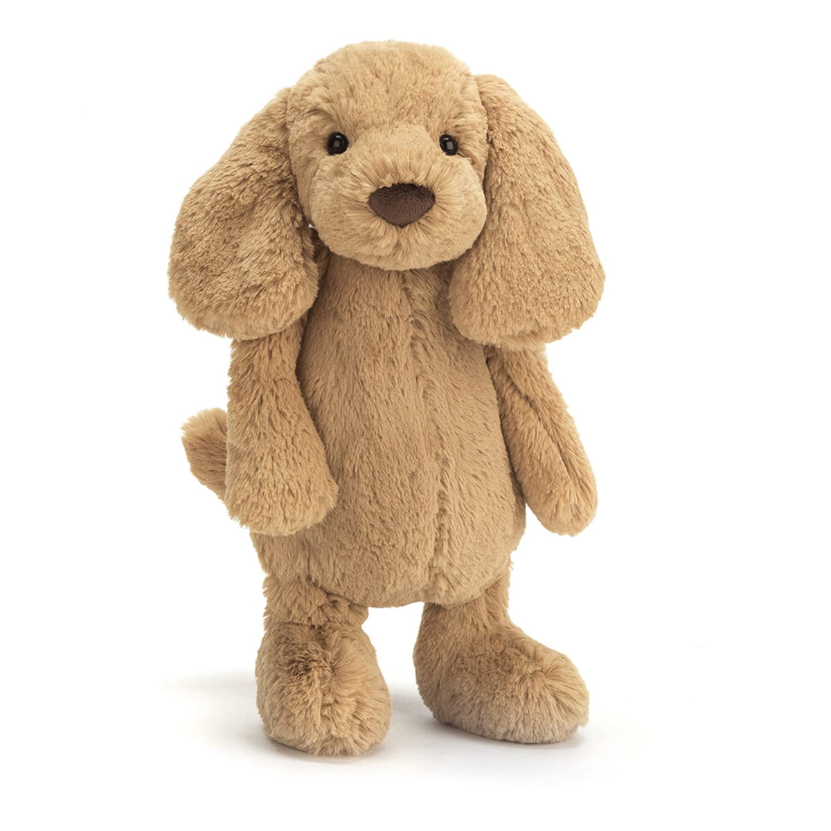 Jellycat Bashful Toffee Puppy nose detail, chocolate-brown accent adds character and charm.