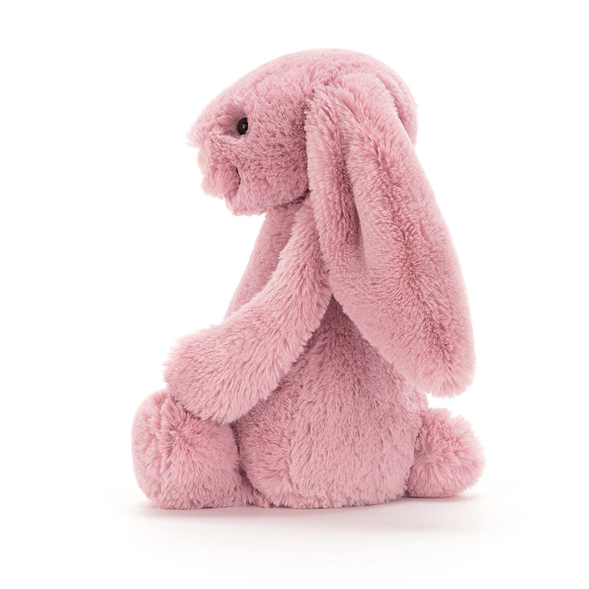 Jellycat Bashful Tulip Pink Bunny in a sitting pose, ideal for kids' play.