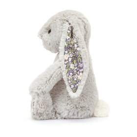 Jellycat Blossom Silver Bunny Bloom showing floral ears, a lovely gift for kids