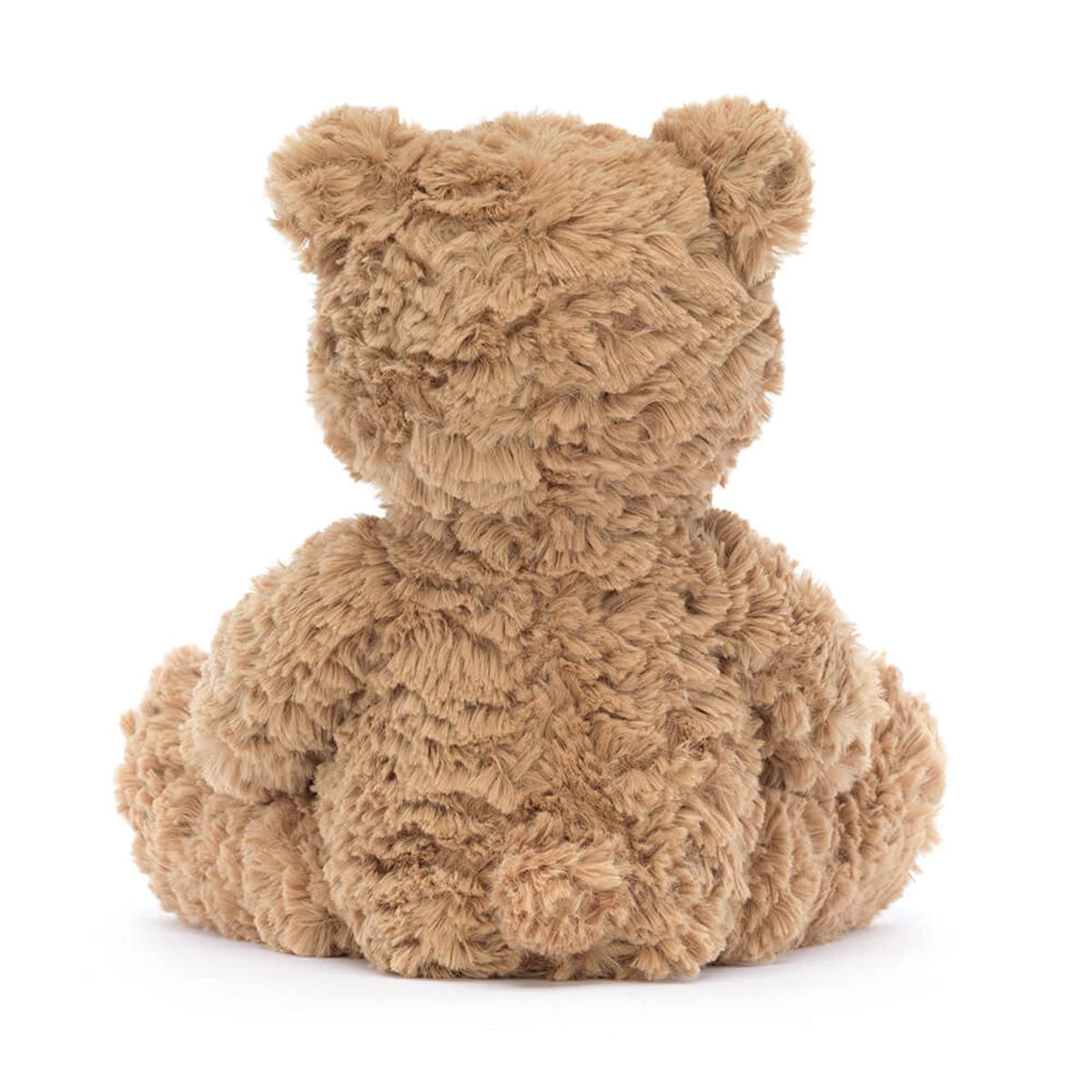 Jellycat Bumbly Bear small 11-inch face closeup emphasizing soft fur texture.