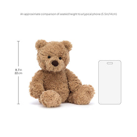 Jellycat Bumbly Bear small 11-inch held in hands ready for cuddles.