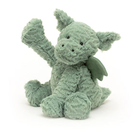 Jellycat Fuddlewuddle Dragon shows velvet-soft wings for imaginative play.