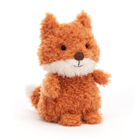 Jellycat Little Fox front view plush with soft fur for cozy hugs