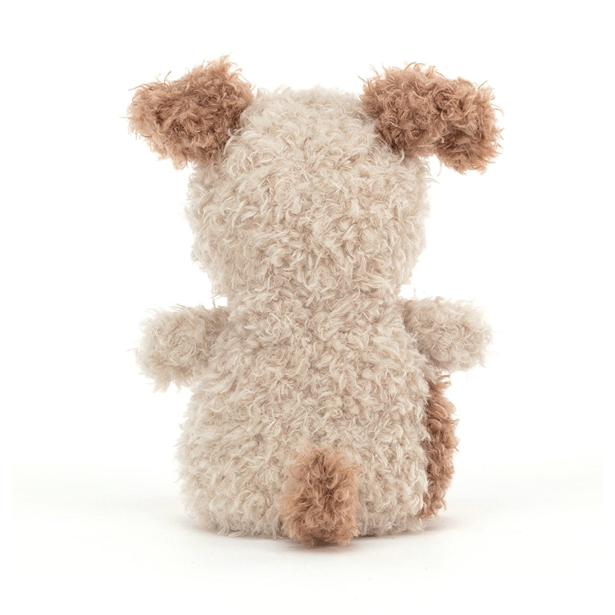 Jellycat Little Pup showing seven-inch dimensions, compact for on-the-go use