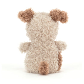Jellycat Little Pup showing seven-inch dimensions, compact for on-the-go use