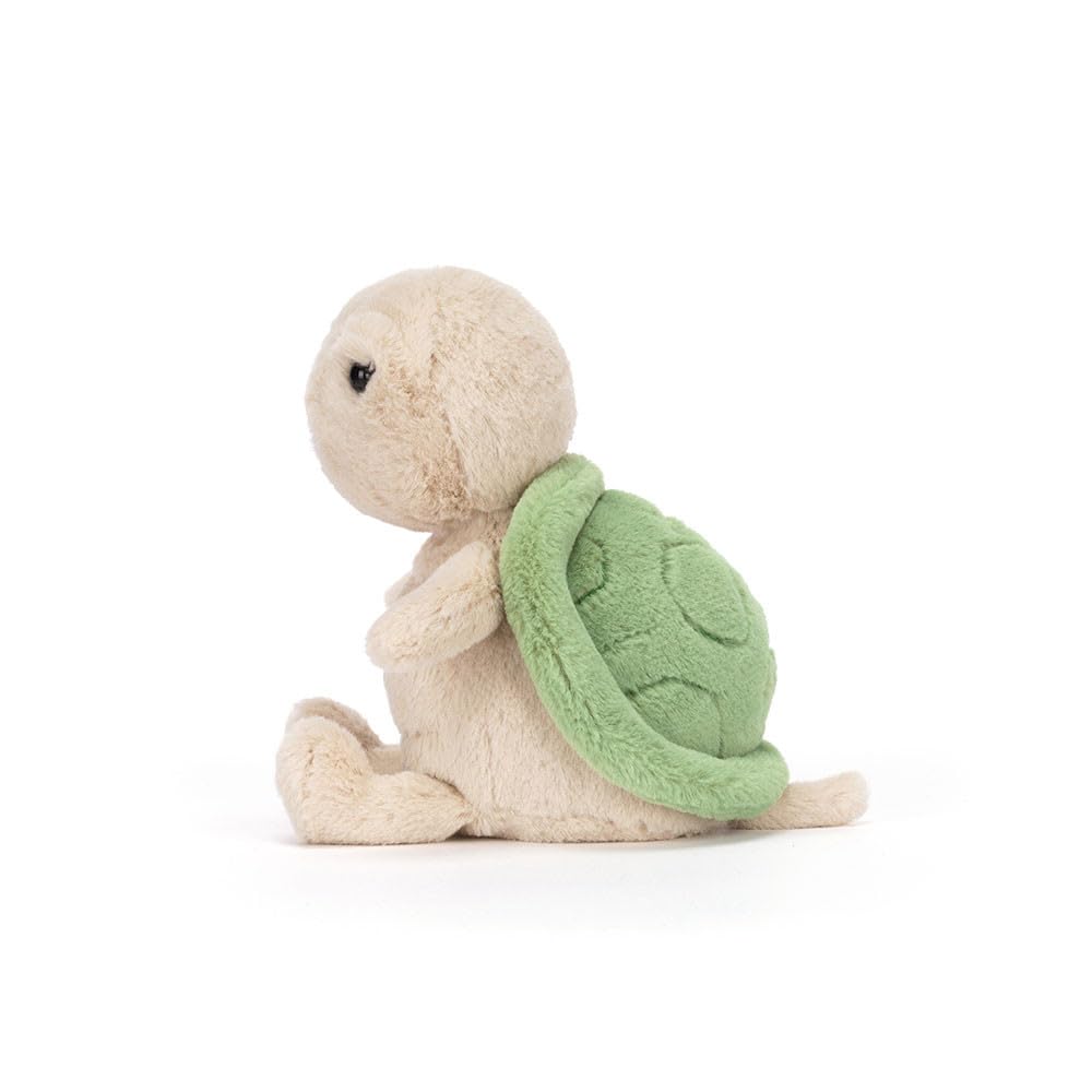 Jellycat Thimble Turtle close-up eye, emphasizes soft materials for comforting evenings.