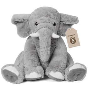 JellyMallow Elephant Weighted Plush Pillow, front view, calming comfort and support.