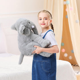 JellyMallow Elephant Weighted Plush Pillow, top-down view, portable travel companion for calm moments.