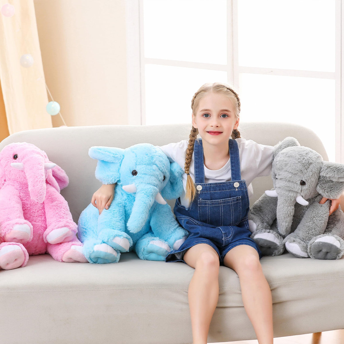 JellyMallow Elephant Weighted Plush Pillow, close-up view, tactile texture for cozy moments.