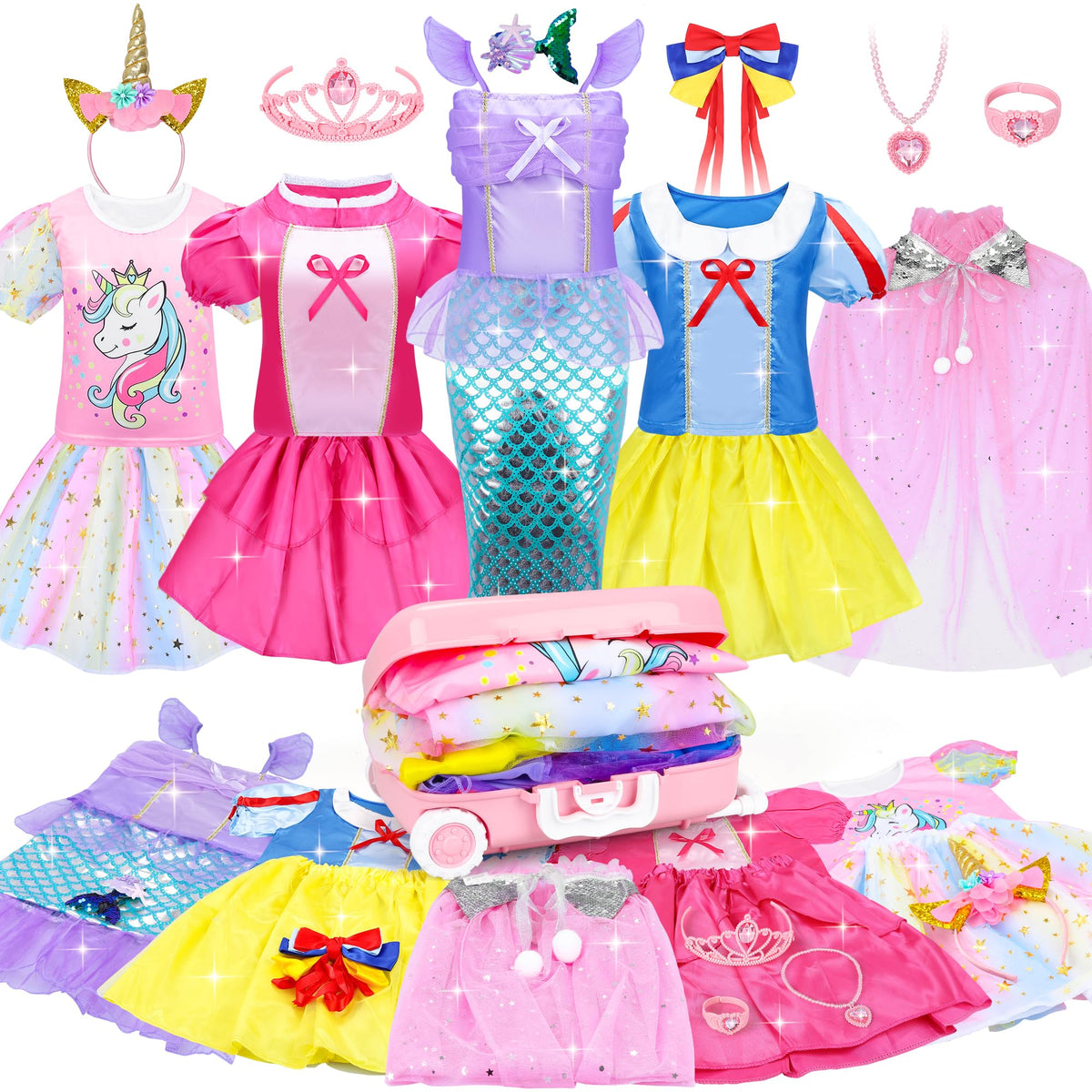 JEMSHE princess dress set front view, ideal for imaginative play and daily dress-up adventures
