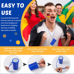 Jenaai 50-pcs blue mini air horns with lanyards for easy sharing
