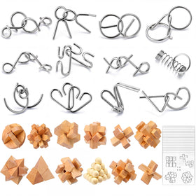Jenaai brain teaser puzzles in wooden and metal for family game night