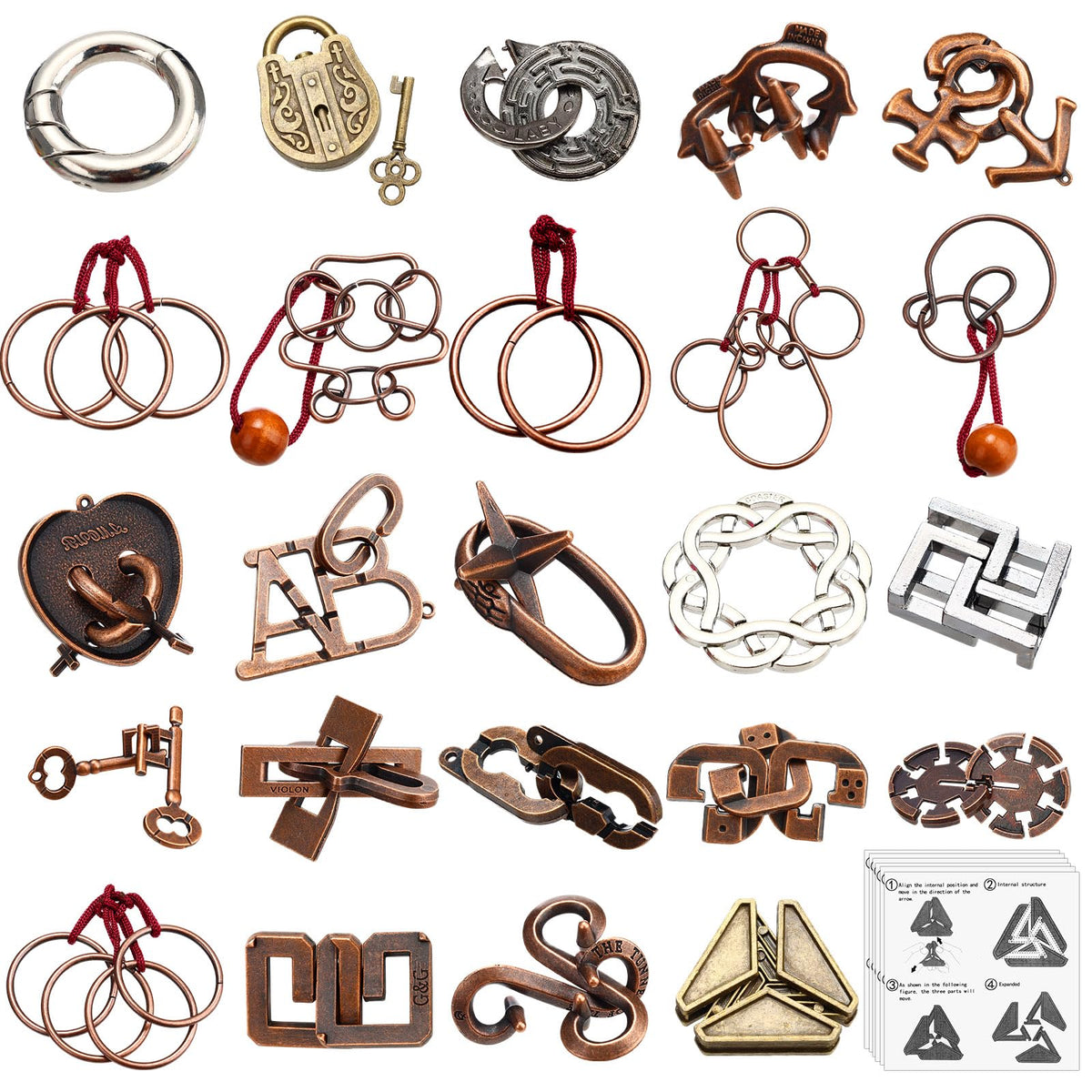 Jenaai brain teaser puzzles in wood and metal for tactile challenges and focus