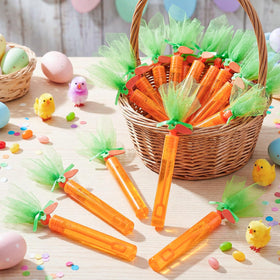 Jenaai carrot bubble wands closeup for outdoor fun