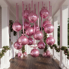 Jenaai Christmas and New Year decor with pink giant balloons.
