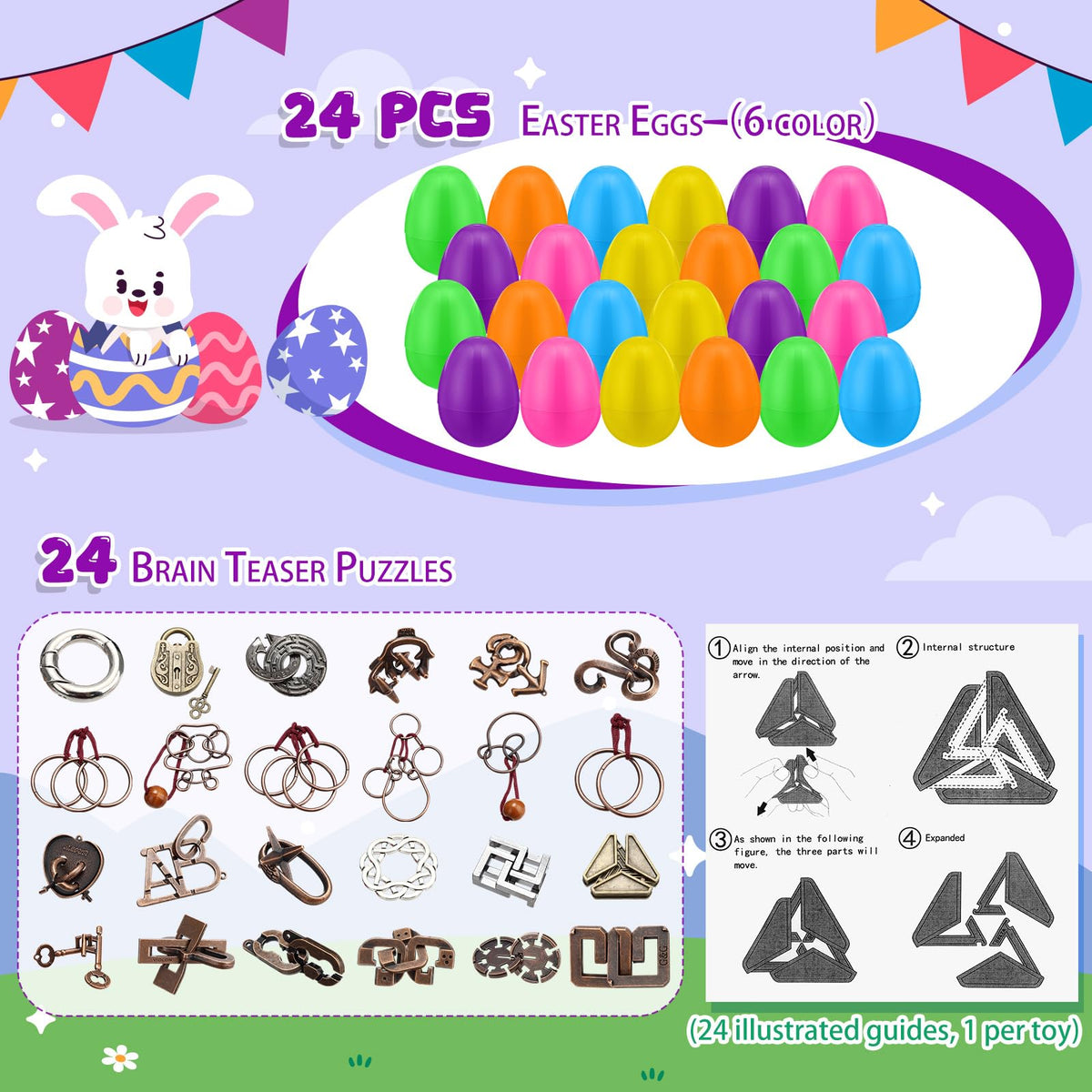 Jenaai colorful empty Easter eggs ready to host brain teaser gifts
