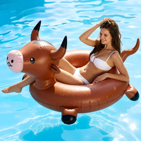 Jenaai Highland Cow pool float in 36 inch size for stable adult lounging