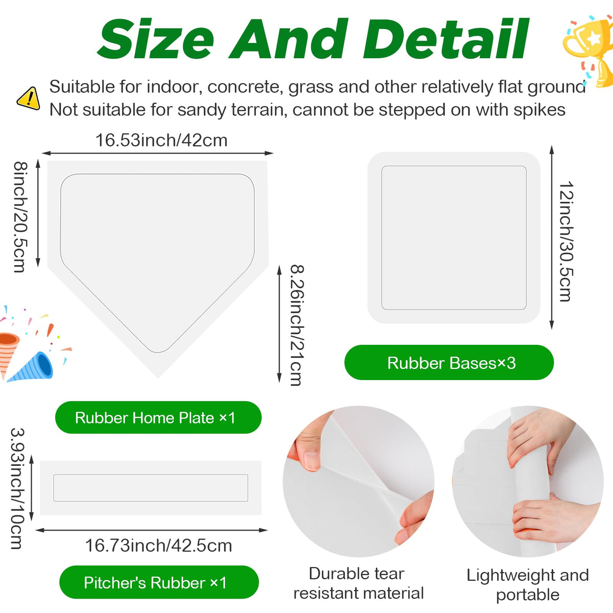 Durable rubber bases from Jenaai kickball set for easy setup