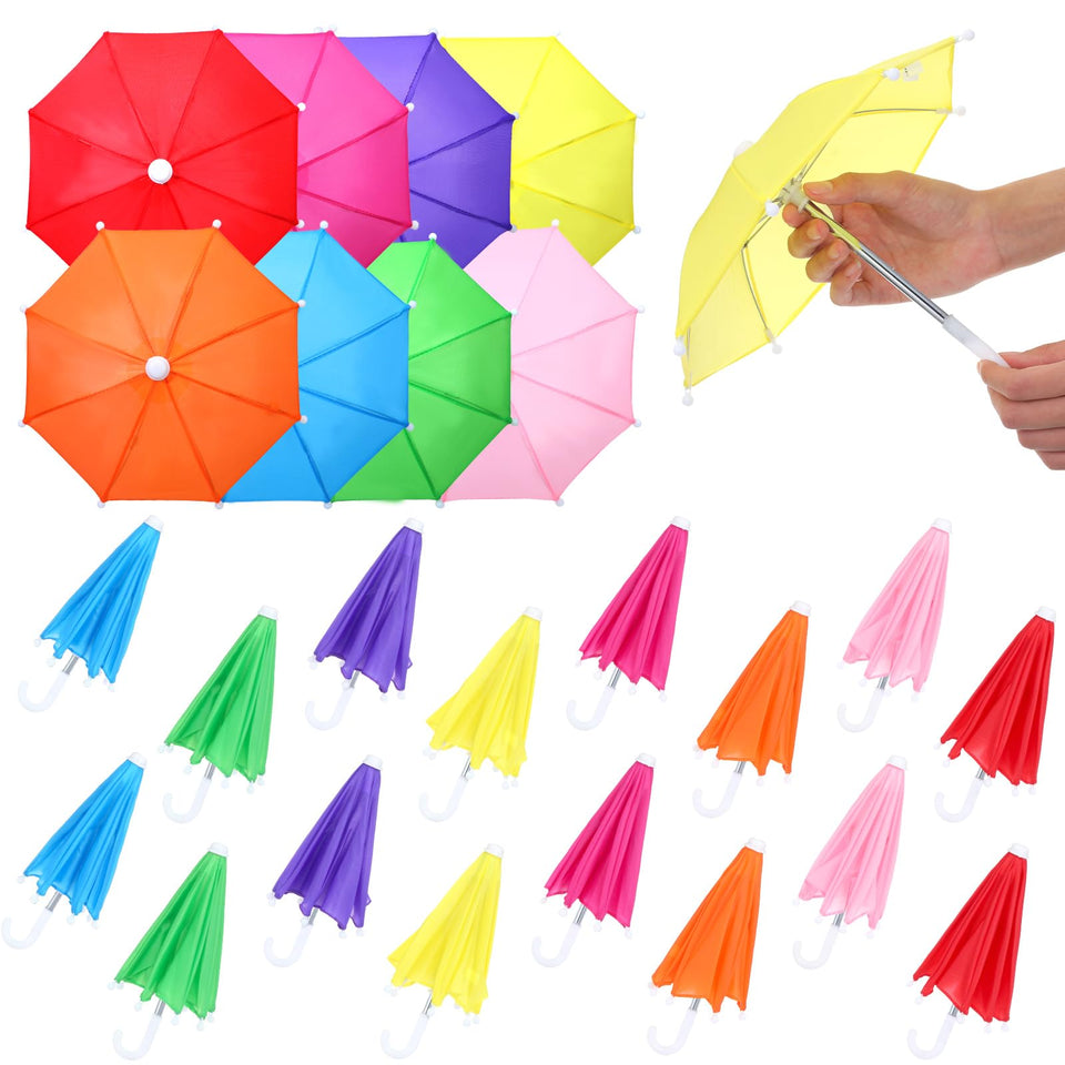 Jenaai mini umbrellas 24-pack colorful decor for dolls and parties.