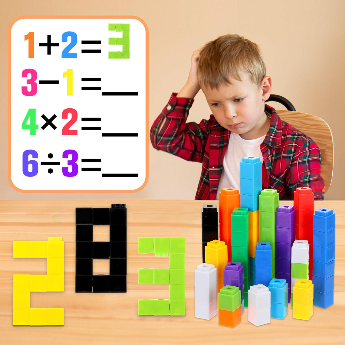 Jenaai multicolor math cubes suitable for early math concepts and pattern recognition.