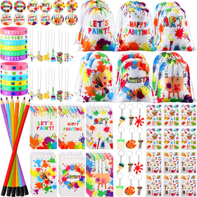 Jenaai paint party drawstring backpacks for easy party favors and colorful decorations.