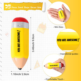 Close-up of yellow Jenaai pencil stress ball, easy grip for relief