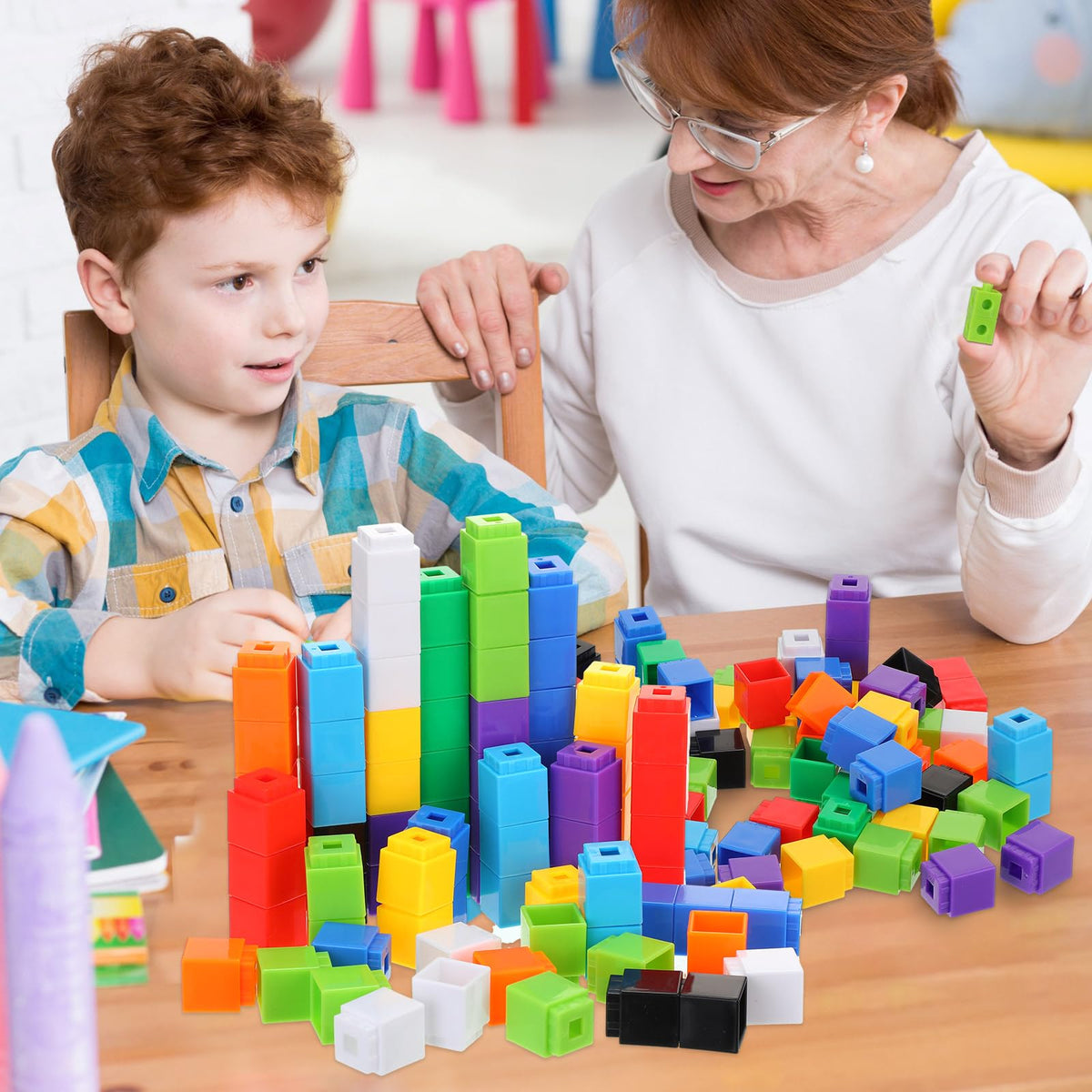 Jenaai educational blocks for preschool activities supporting counting and spatial sense.