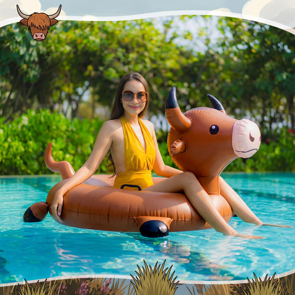 Jenaai pool float features easy inflation via large valve for quick setup