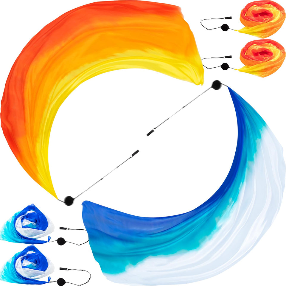 Jenaai silk veil poi 01: vibrant colors enhance visibility for stage performances.