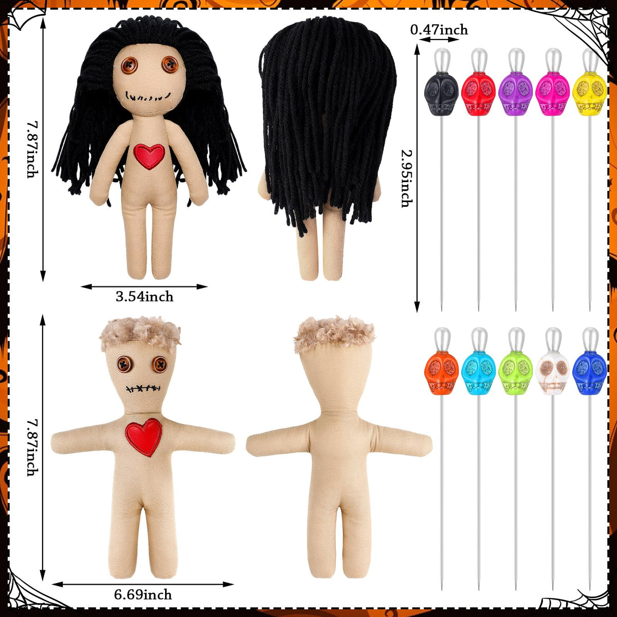 Jenaai skull pins in ten colors ideal for spooky crafts