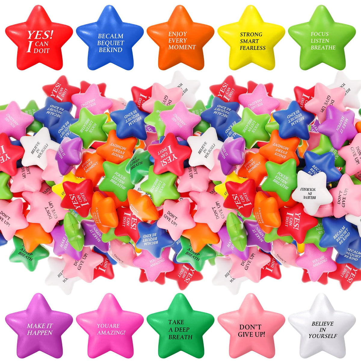 Jenaai stress balls in Rose Red star shape for focus and desk relief.