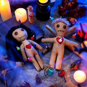 Jenaai voodoo dolls with pins for Halloween decoration and playful pranks