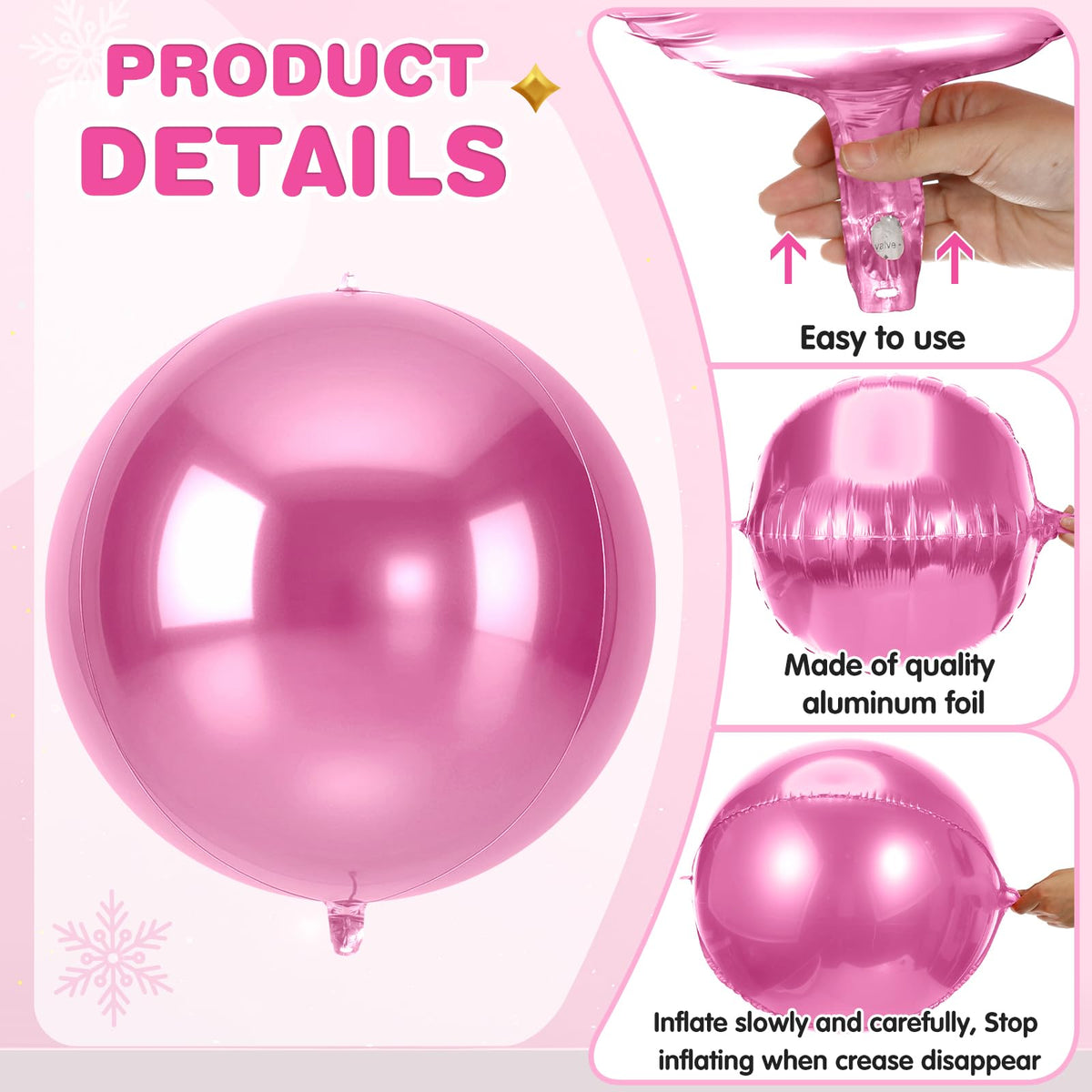 Jenaai pink foil balloons create wedding or birthday venue focal points.